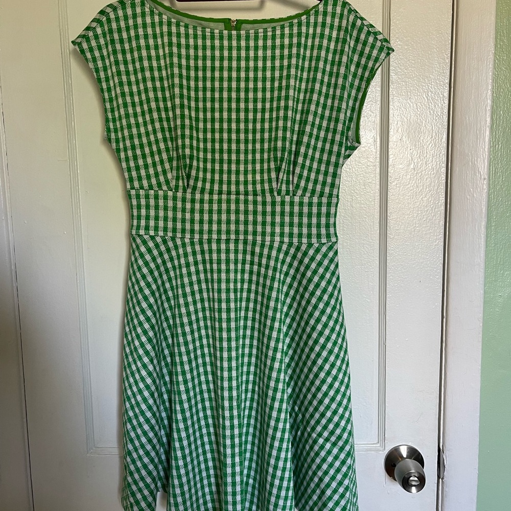 Kate Spade Green and White A-Line Midi Dress